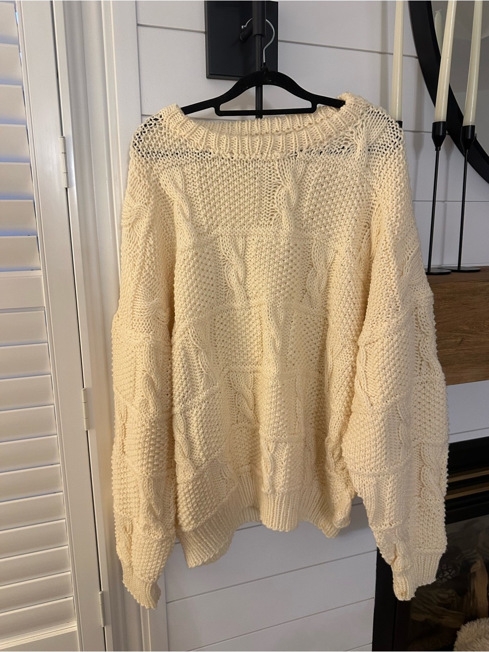 HandKnit Oversized Cream Chunky Cable Knit Women's Sweater